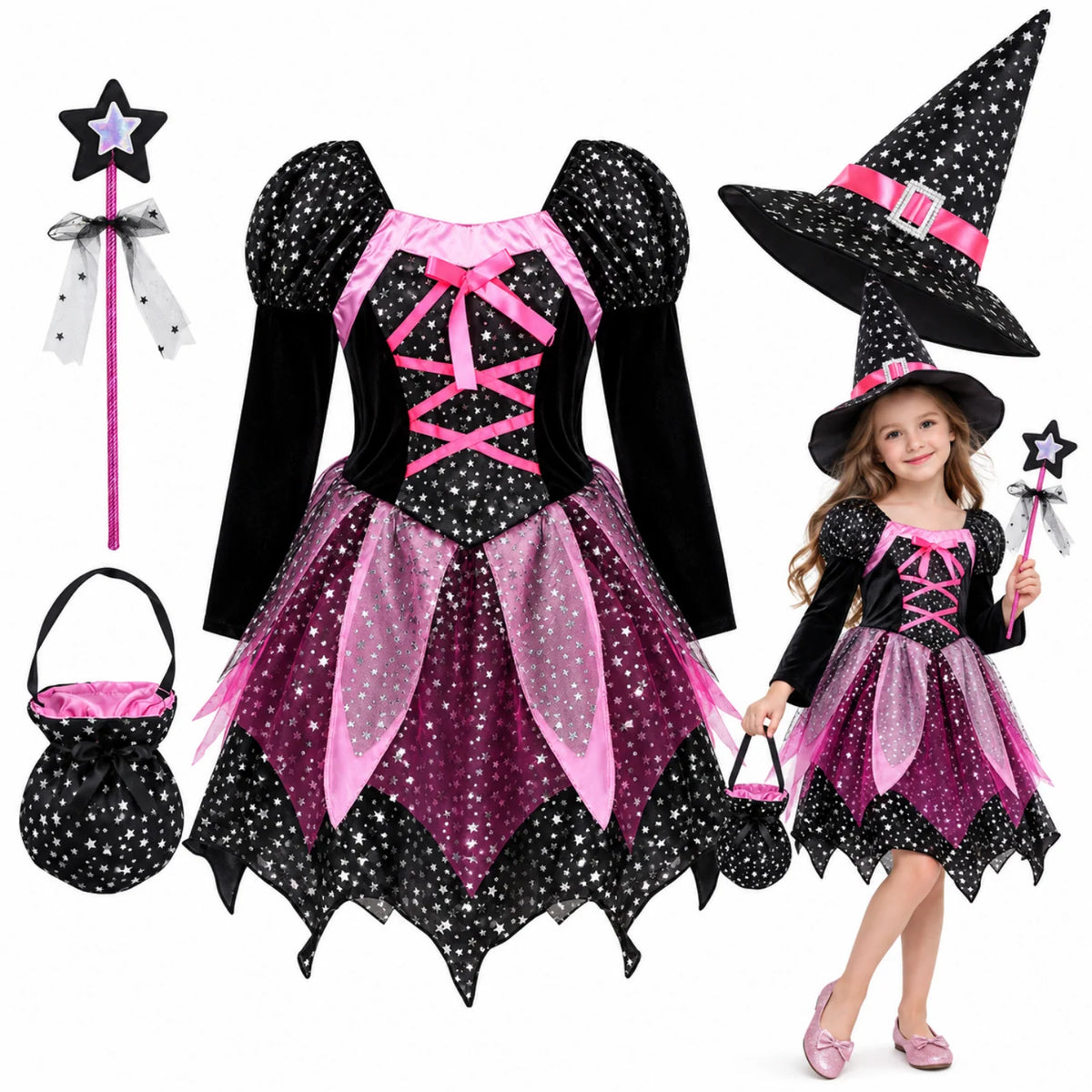 Halloween Costume Set of 4 Star Print Dress