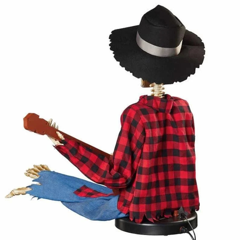 Halloween Decoration Animated Banjo Skeleton Duo Motion-Activated
