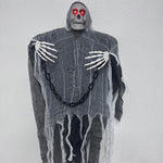Halloween Decoration Figure Hooded Skeleton Red LED Eyes
