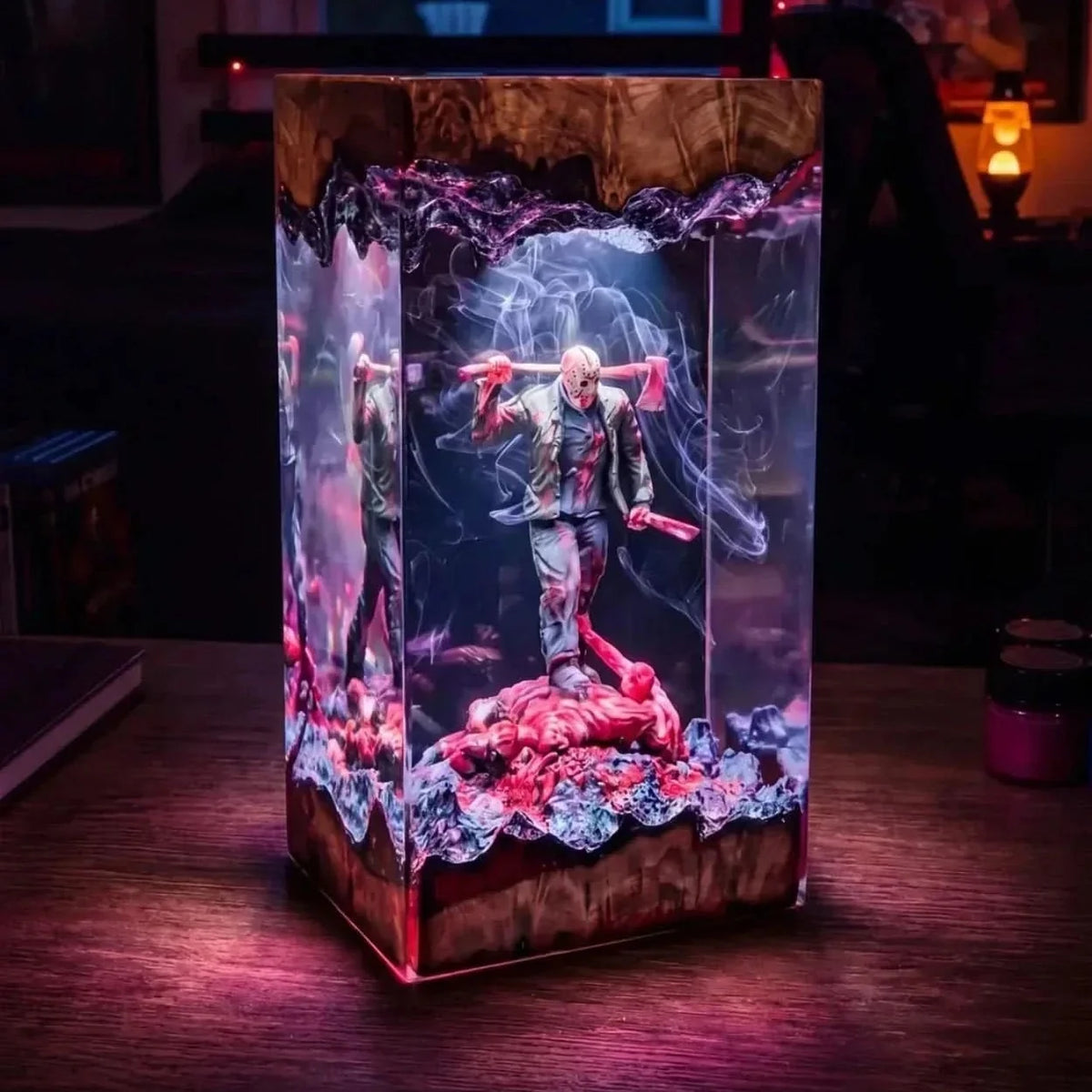 Halloween Lamp Handmade Resin Warm LED Glow