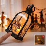 Halloween Lantern Metal & Glass Warm White LED Intricate Cutout Designs
