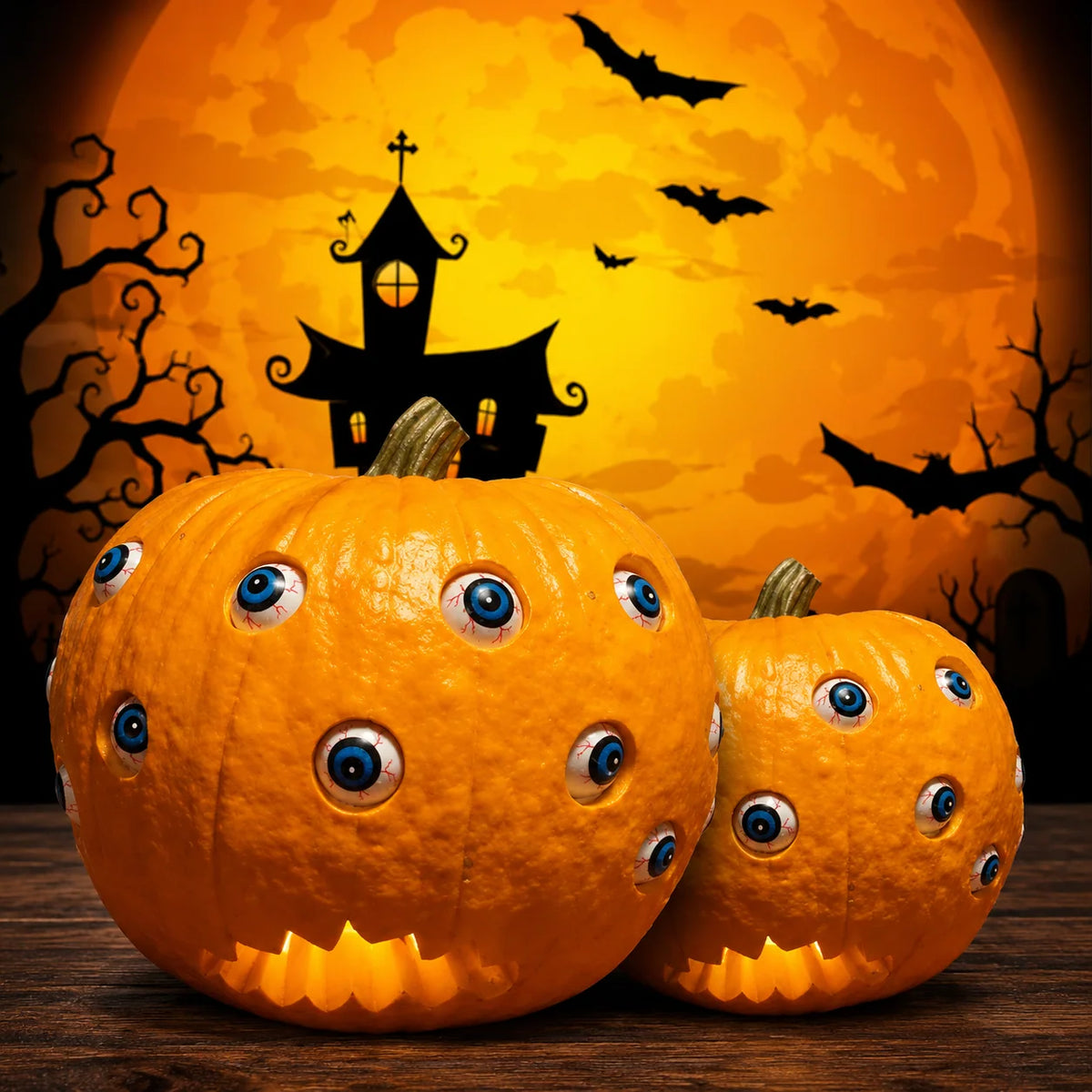 Halloween Pumpkin Decoration Resin Movable Eyeballs Indoor Outdoor