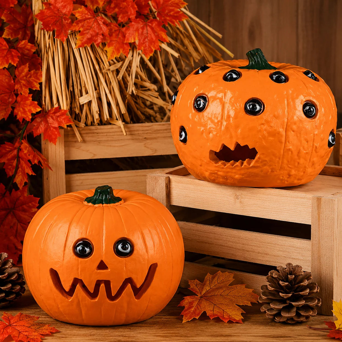 Halloween Pumpkin Decoration Resin Movable Eyeballs Indoor Outdoor