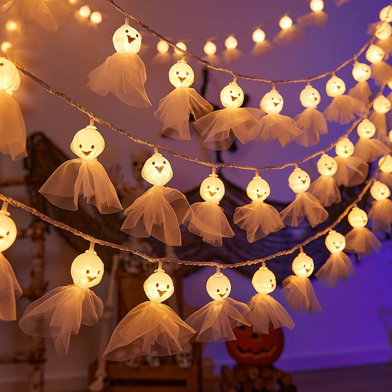 Halloween String Lights Ghost-Shaped LED Set of 20