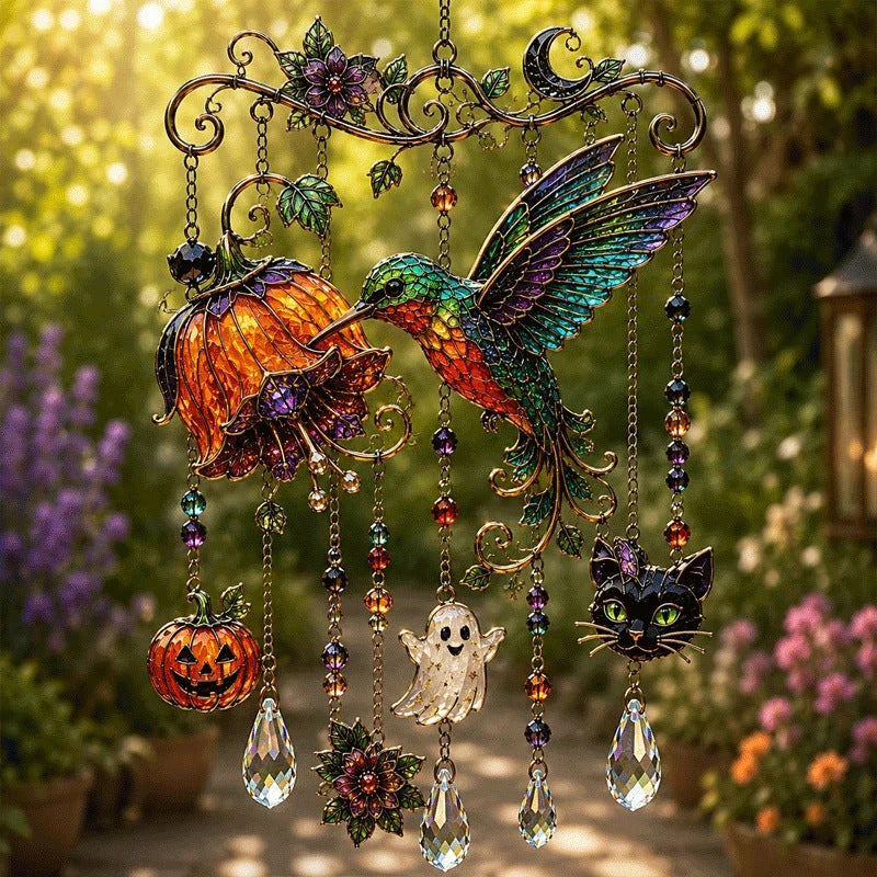 Halloween Suncatcher Wind Chime Stained Glass Style
