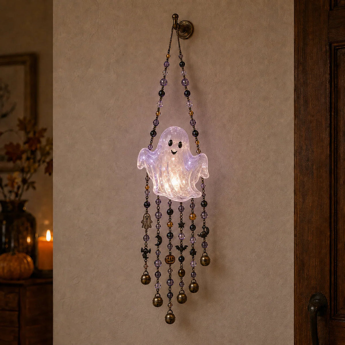 Halloween Wind Chime Light-Up Centerpiece Colorful Beaded Strands