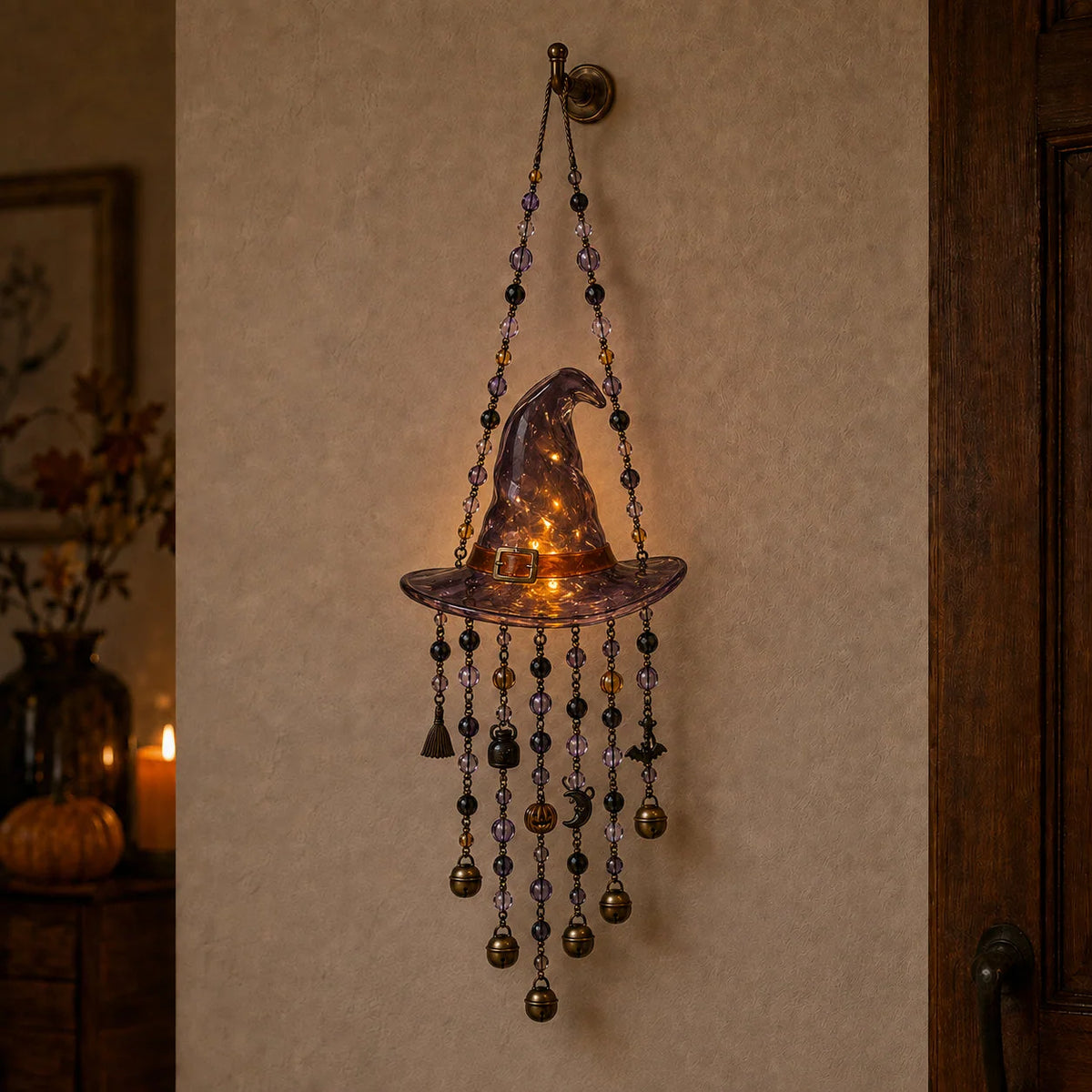 Halloween Wind Chime Light-Up Centerpiece Colorful Beaded Strands