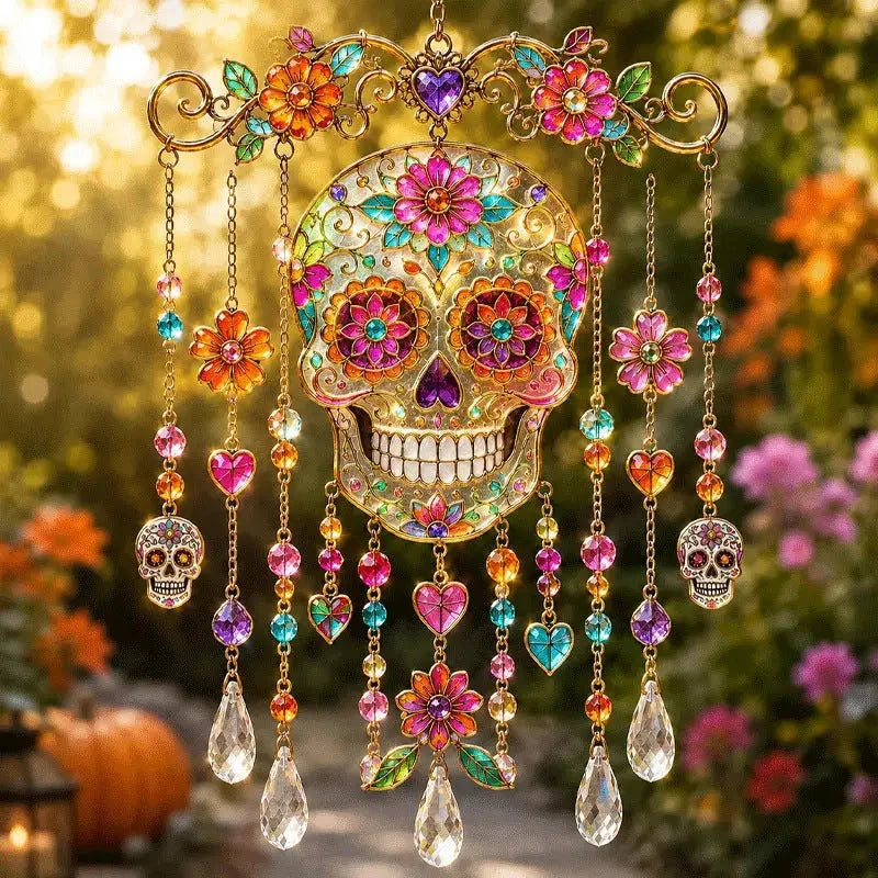 Halloween Wind Chime Stained Glass Style Indoor Outdoor