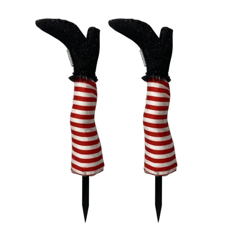 Halloween Yard Decoration Upside-Down Witch Legs Set of 2