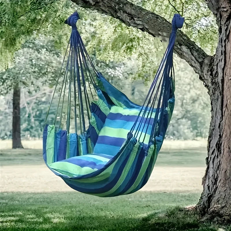 Hammock Swing Chair Cotton-Poly Breathable Indoor & Outdoor
