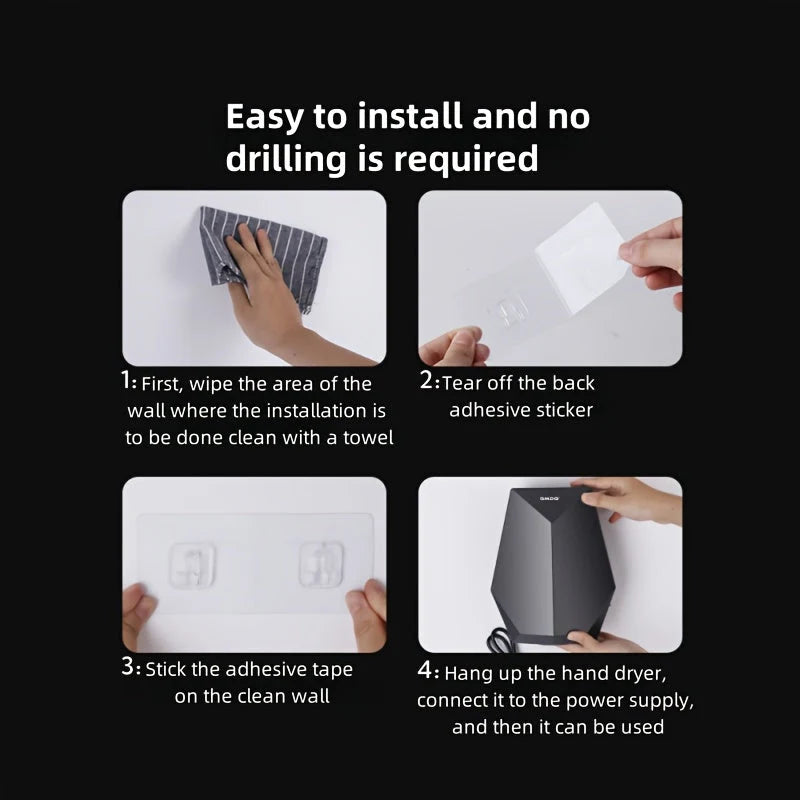 Hand Dryer Motion-Activated Fast-Drying Compact Wall-Mountable