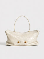 Handbag Crocodile-Embossed Spacious Interior Gold-Tone Hardware