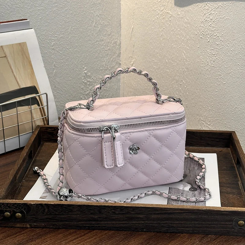 Handbag Quilted Faux Leather Detachable Chain Strap