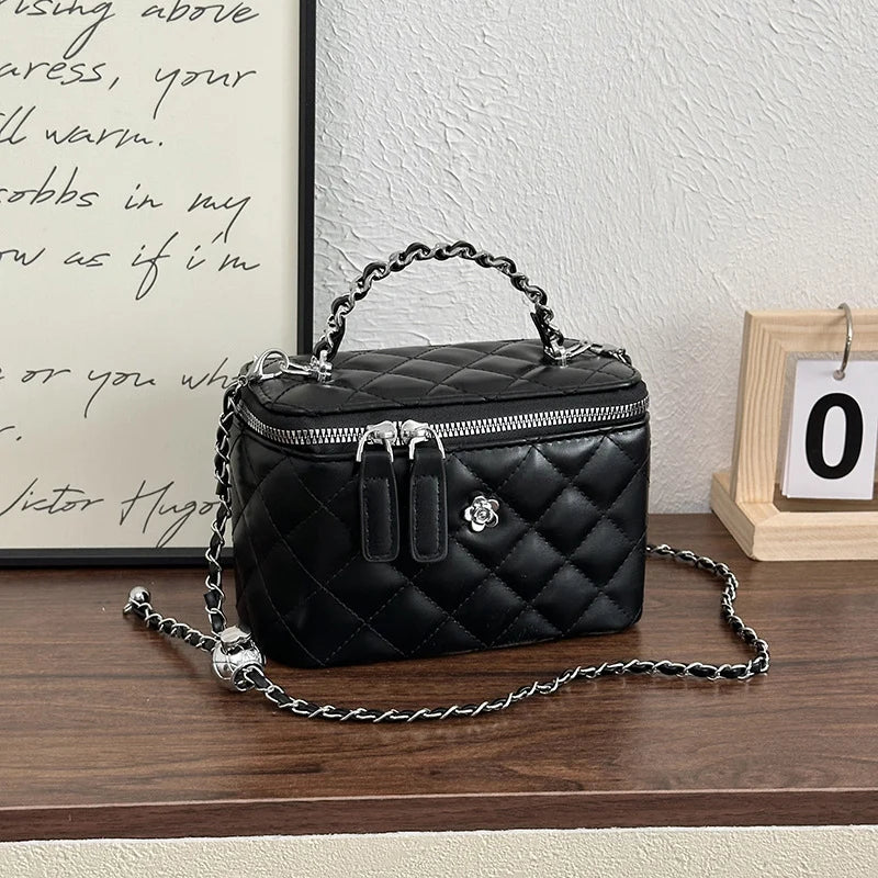 Handbag Quilted Faux Leather Detachable Chain Strap