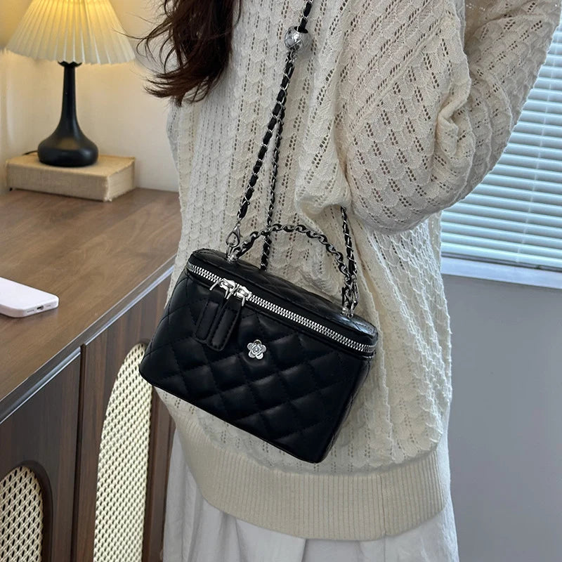 Handbag Quilted Faux Leather Detachable Chain Strap
