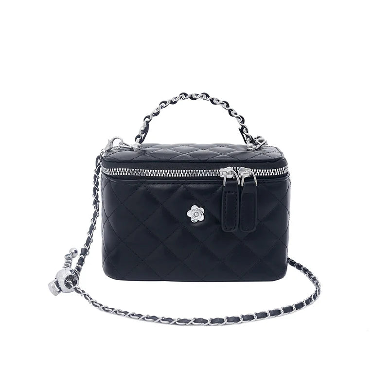 Handbag Quilted Faux Leather Detachable Chain Strap