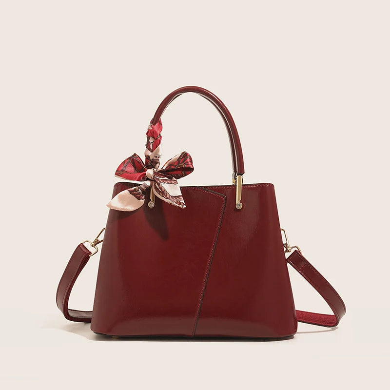 Handbag Structured Faux Leather Adjustable Removable Strap
