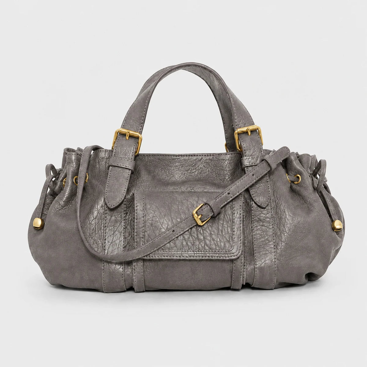 Handbag Textured Leather Detachable Shoulder Strap