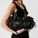 Handbag Textured Leather Detachable Shoulder Strap
