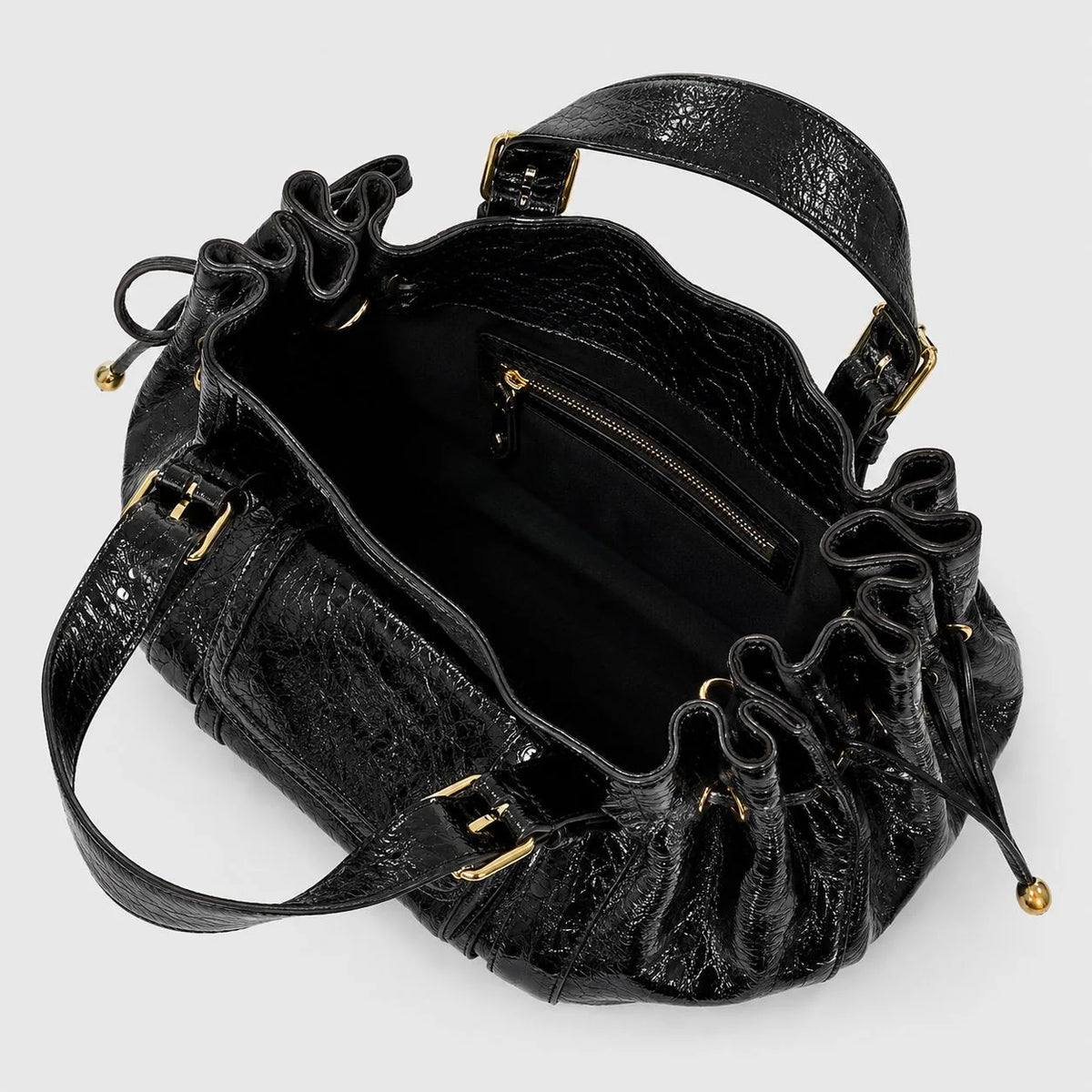 Handbag Textured Leather Detachable Shoulder Strap