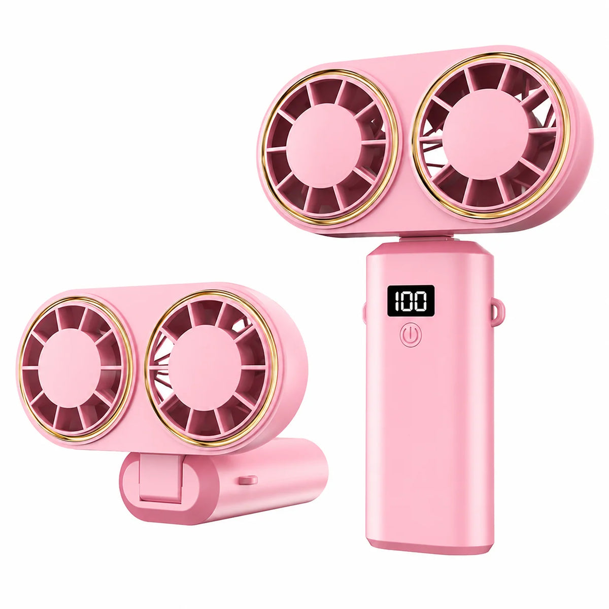 Handheld Fan Dual Airflow 5-Speed Rechargeable USB-C