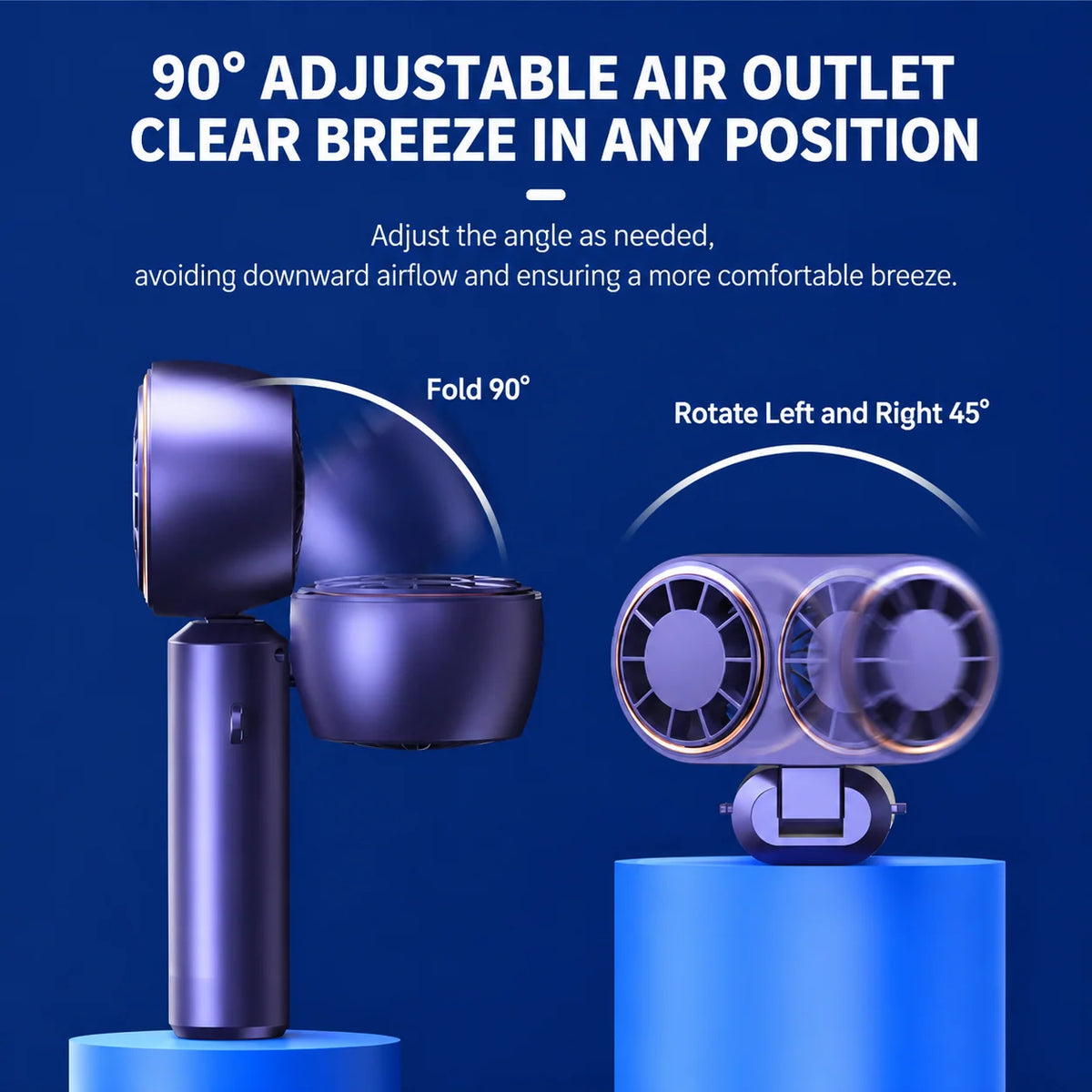 Handheld Fan Dual Airflow 5-Speed Rechargeable USB-C