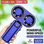 Handheld Fan Dual Airflow 5-Speed Rechargeable USB-C