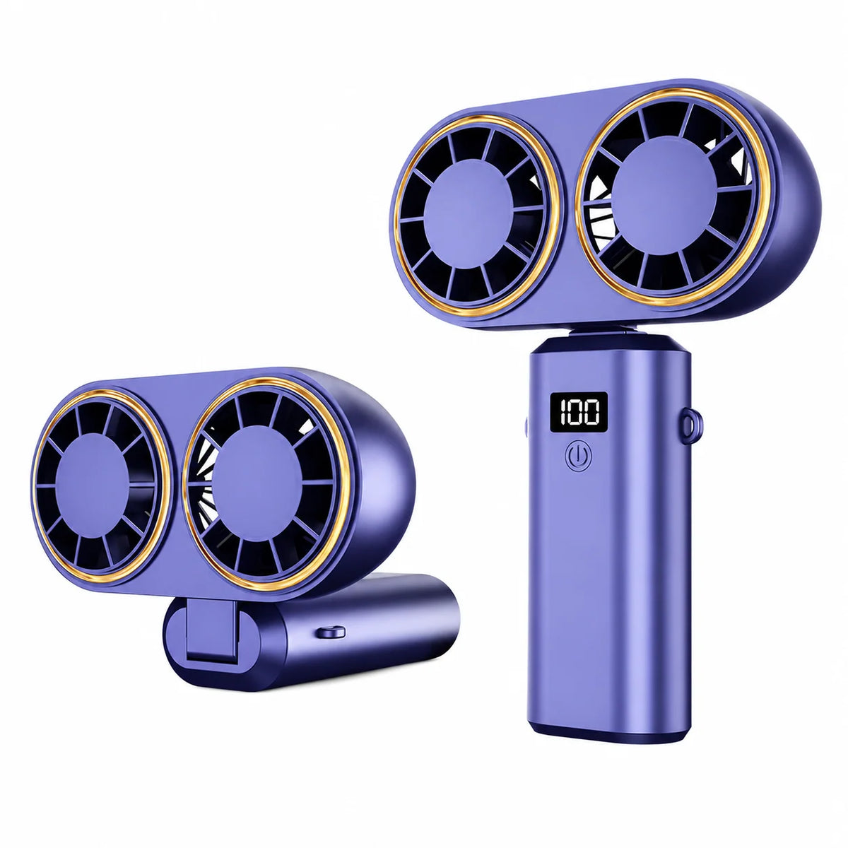 Handheld Fan Dual Airflow 5-Speed Rechargeable USB-C