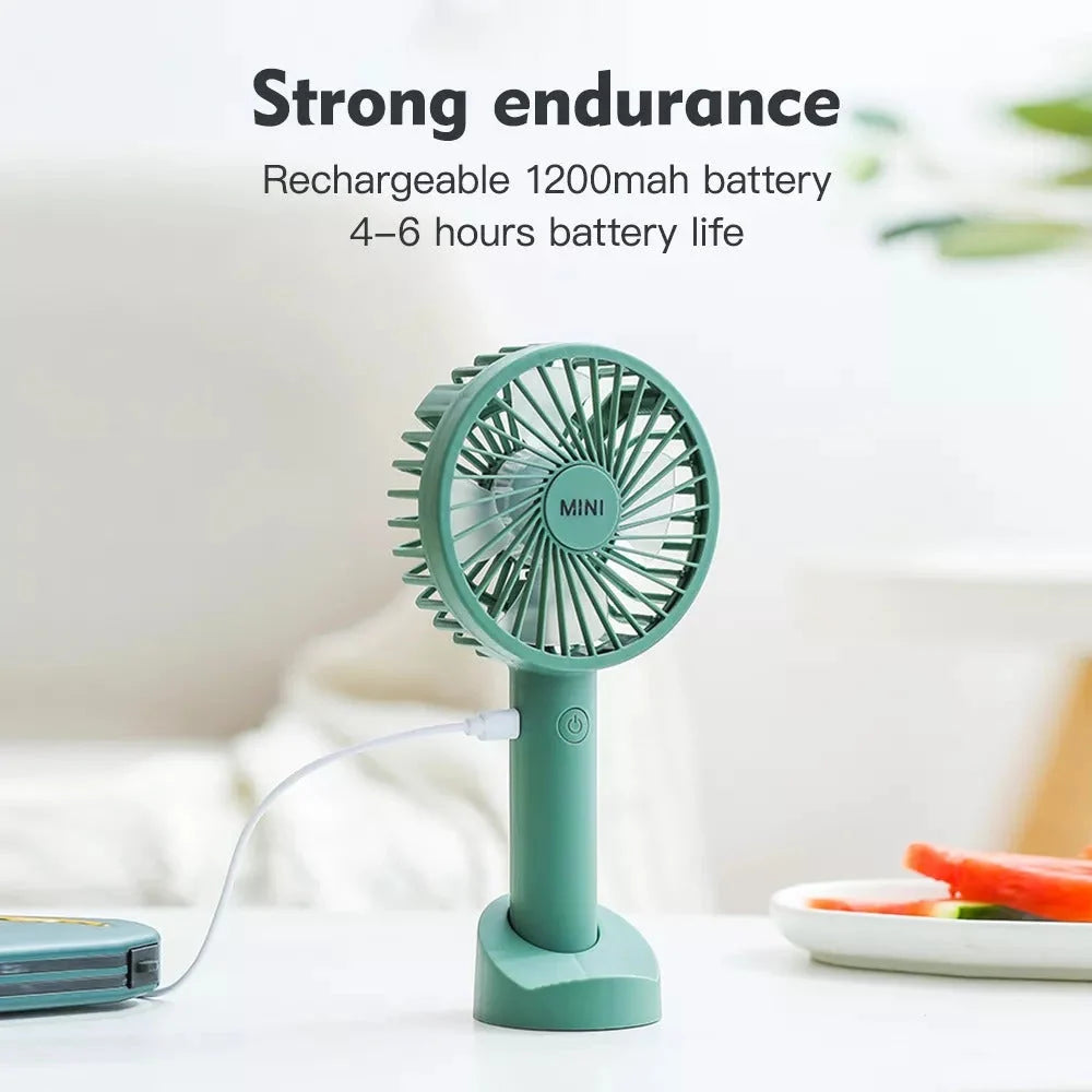 Handheld Fan Phone Stand 3-Speed USB-Powered