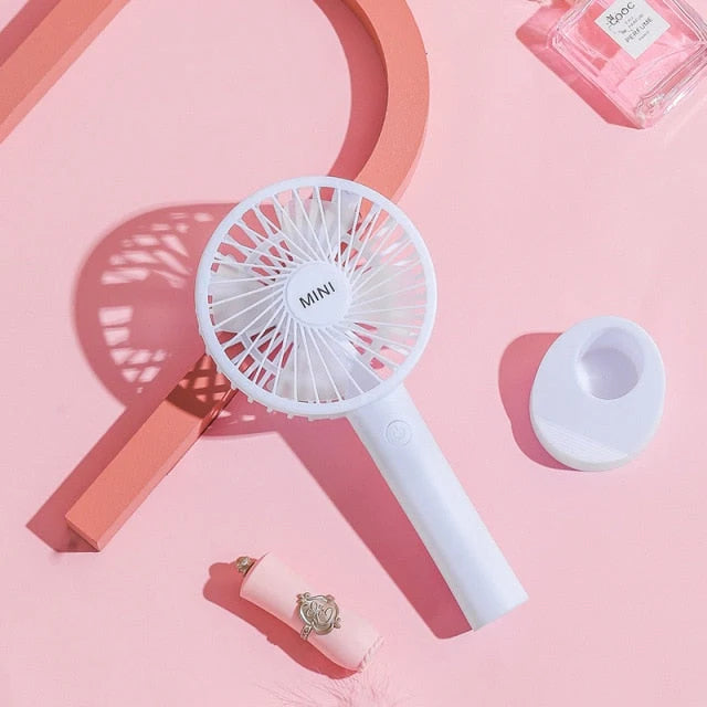 Handheld Fan Phone Stand 3-Speed USB-Powered