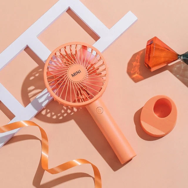Handheld Fan Phone Stand 3-Speed USB-Powered