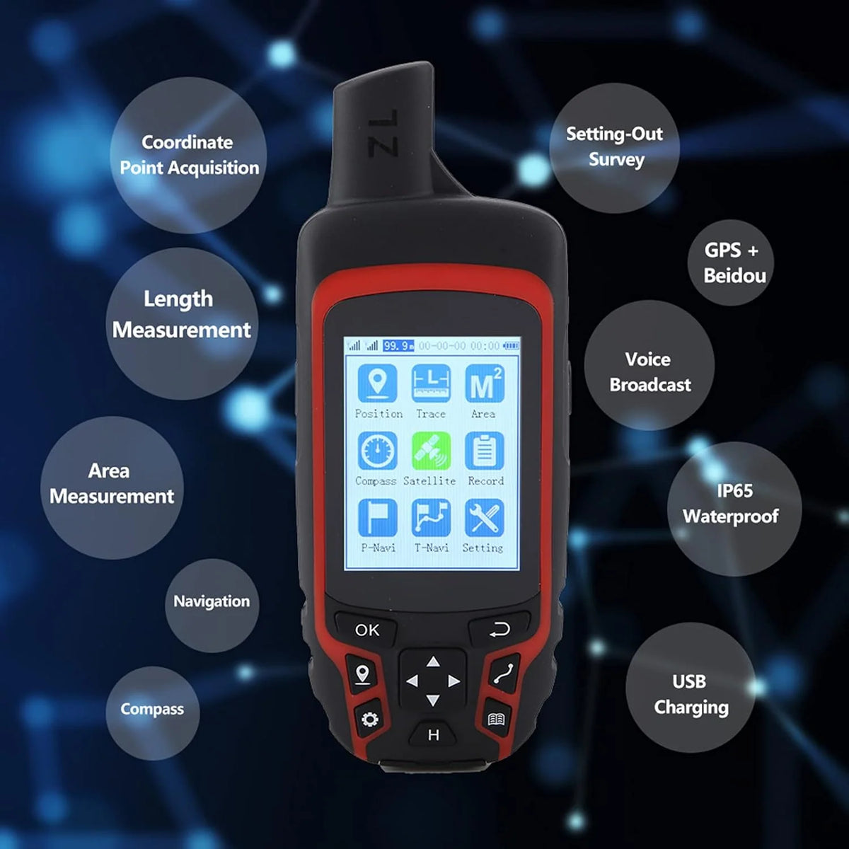 Handheld GPS Tracker 1m Accuracy IP65 Waterproof 2500mAh Battery