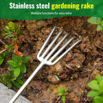 Handheld Garden Rake Stainless Steel Reinforced Teeth