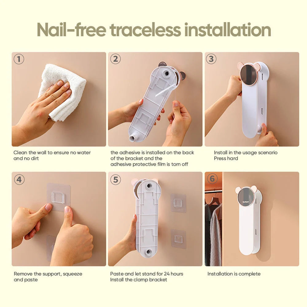 Hanger Organizer Wall-Mounted Foldable Holds 60 Wire Hangers