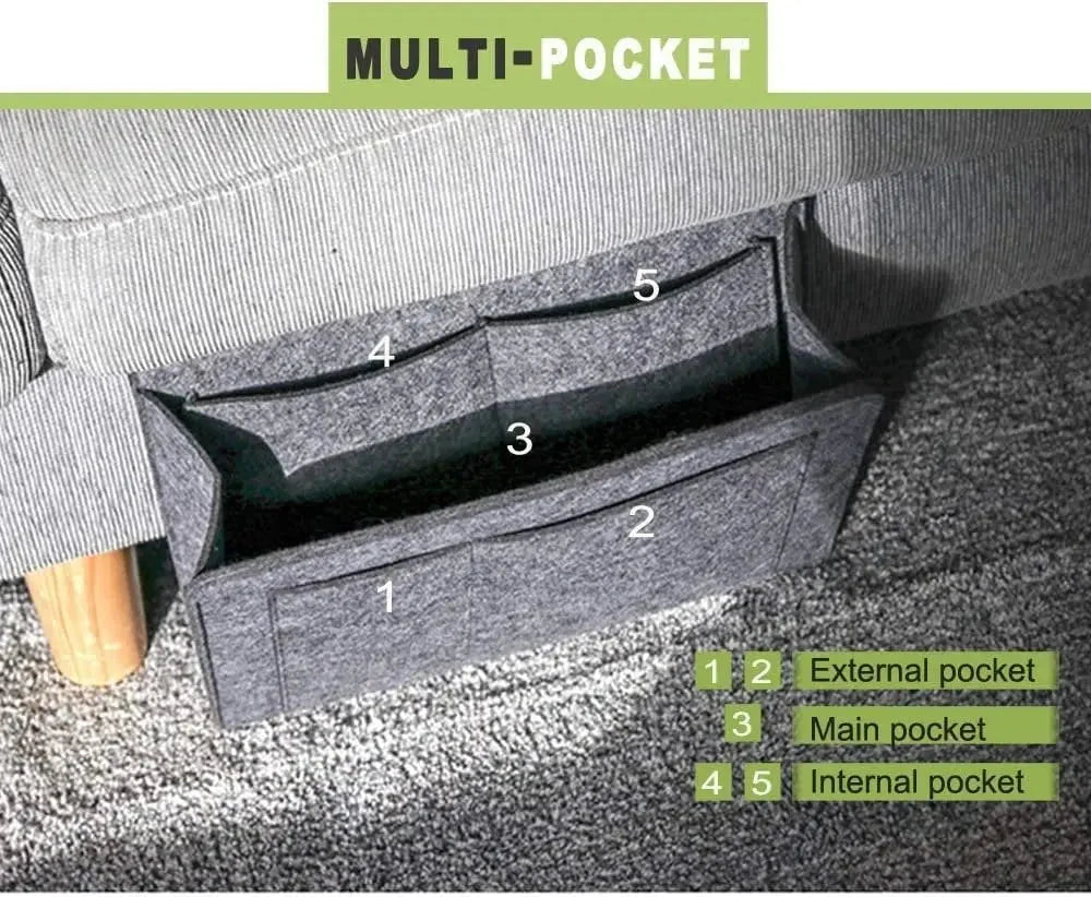 Hanging Bed Organizer Multi-Pocket Felt Set of 2
