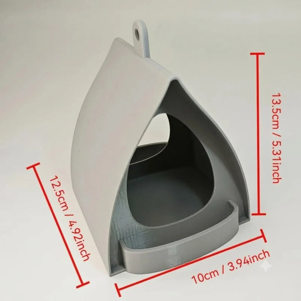Hanging Bird Feeder Weather-Resistant Curved Roof Built-In Perch