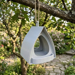 Hanging Bird Feeder Weather-Resistant Curved Roof Built-In Perch
