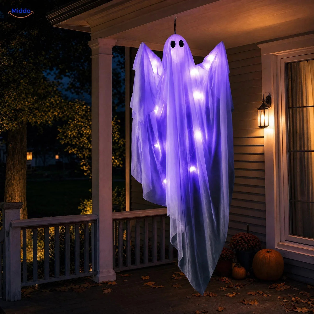 Hanging Ghost Decoration 46.9-Inch Draped LED Options