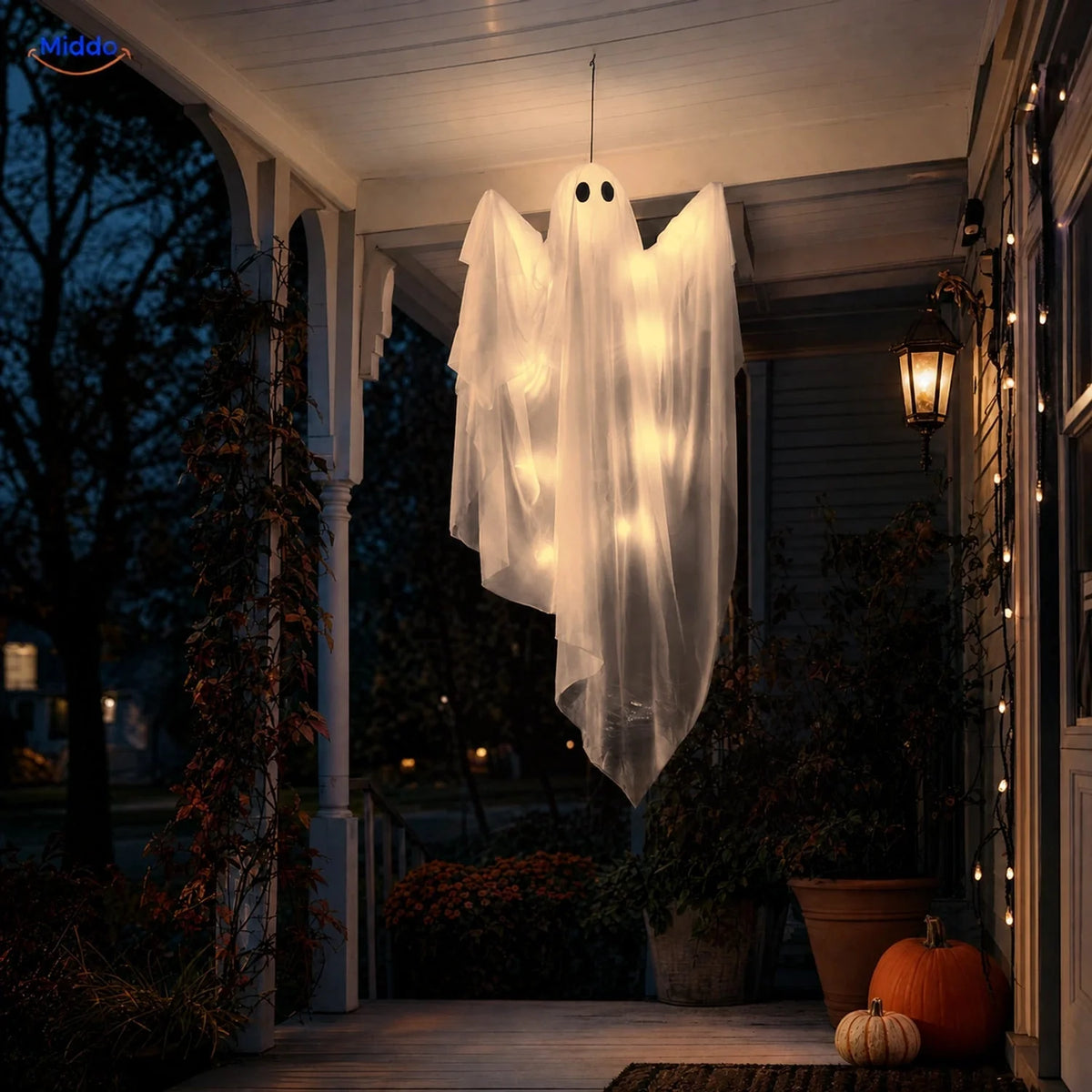 Hanging Ghost Decoration 46.9-Inch Draped LED Options