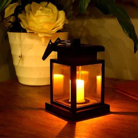 Hanging Lantern Solar-Powered Flameless LED IP44 Weather-Resistant