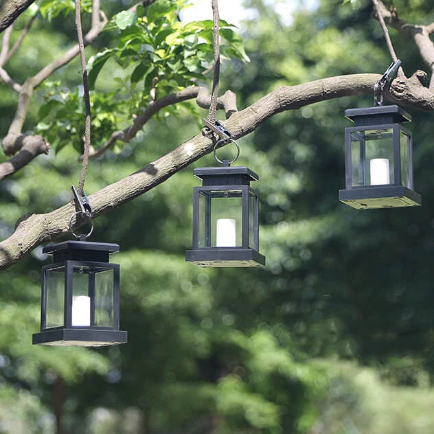 Hanging Lantern Solar-Powered Flameless LED IP44 Weather-Resistant
