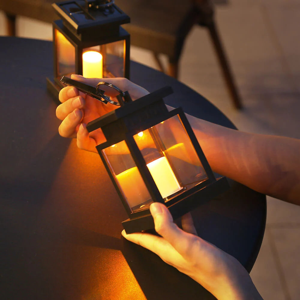 Hanging Lantern Solar-Powered Flameless LED IP44 Weather-Resistant