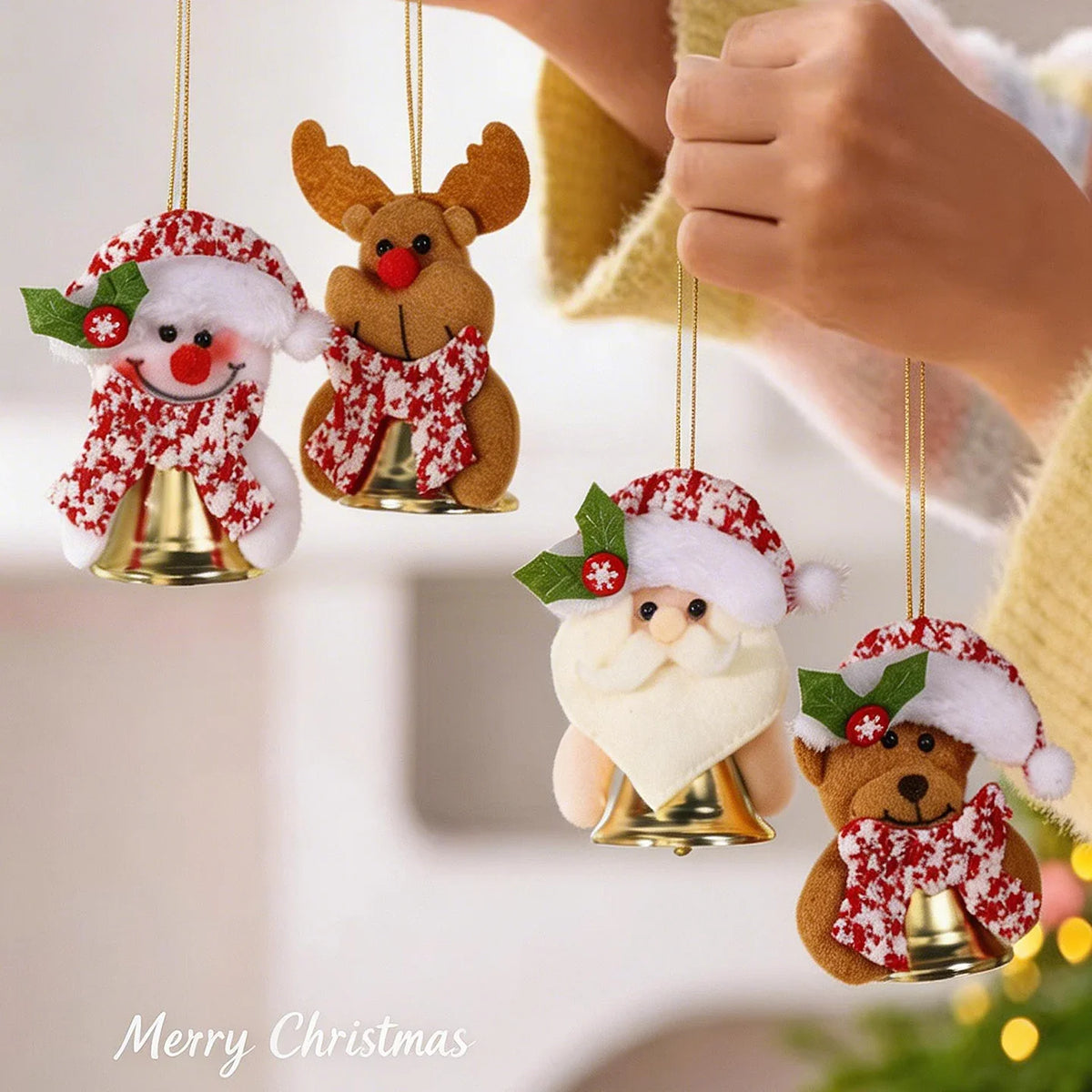 Hanging Ornament Reindeer Felt Red Nose Ready To Hang