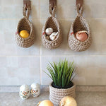 Hanging Storage Basket Natural Jute Handmade Wall-Mounted