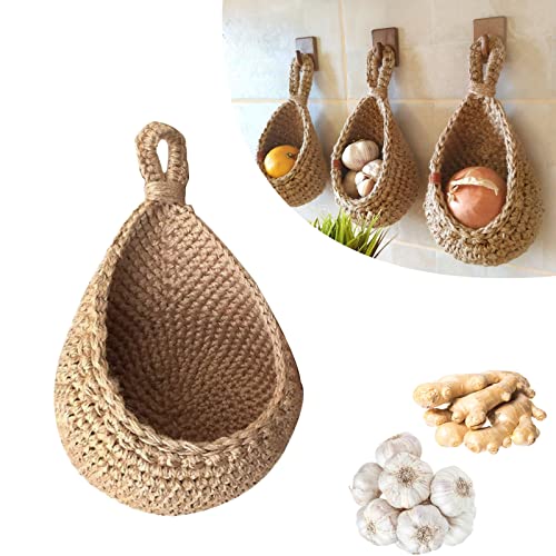 Hanging Storage Basket Natural Jute Handmade Wall-Mounted