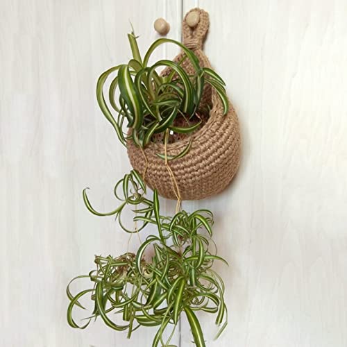 Hanging Storage Basket Natural Jute Handmade Wall-Mounted
