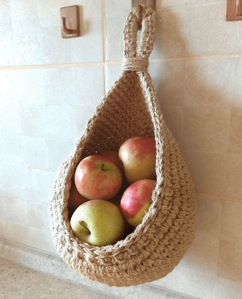 Hanging Storage Basket Natural Jute Handmade Wall-Mounted