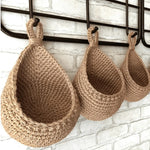 Hanging Storage Basket Natural Jute Handmade Wall-Mounted