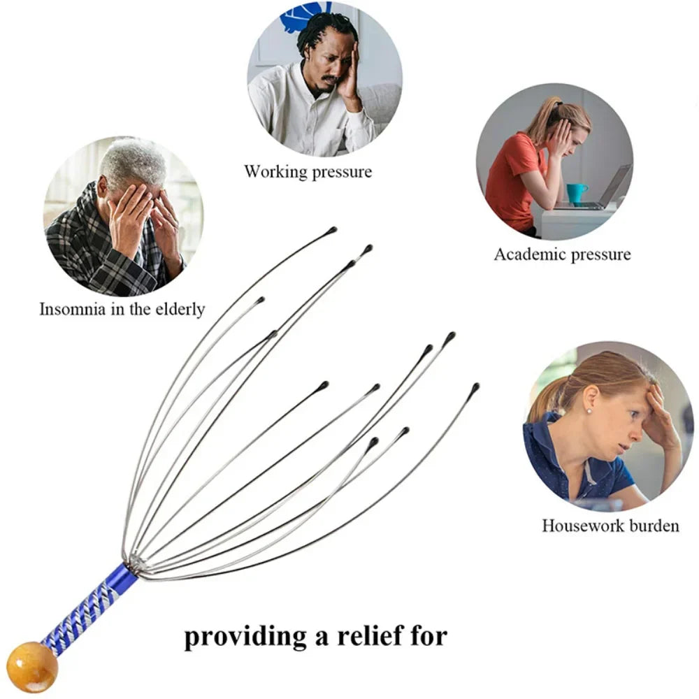 Head Massager Octopus-Style Flexible Prongs