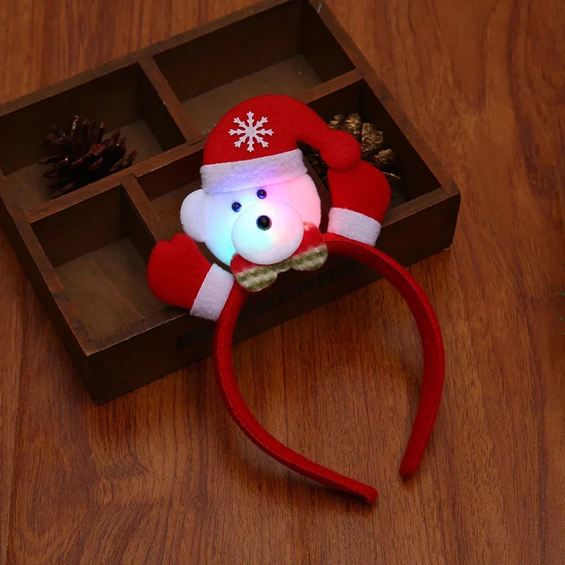 Headband Santa Motif LED Lights Elastic Fit